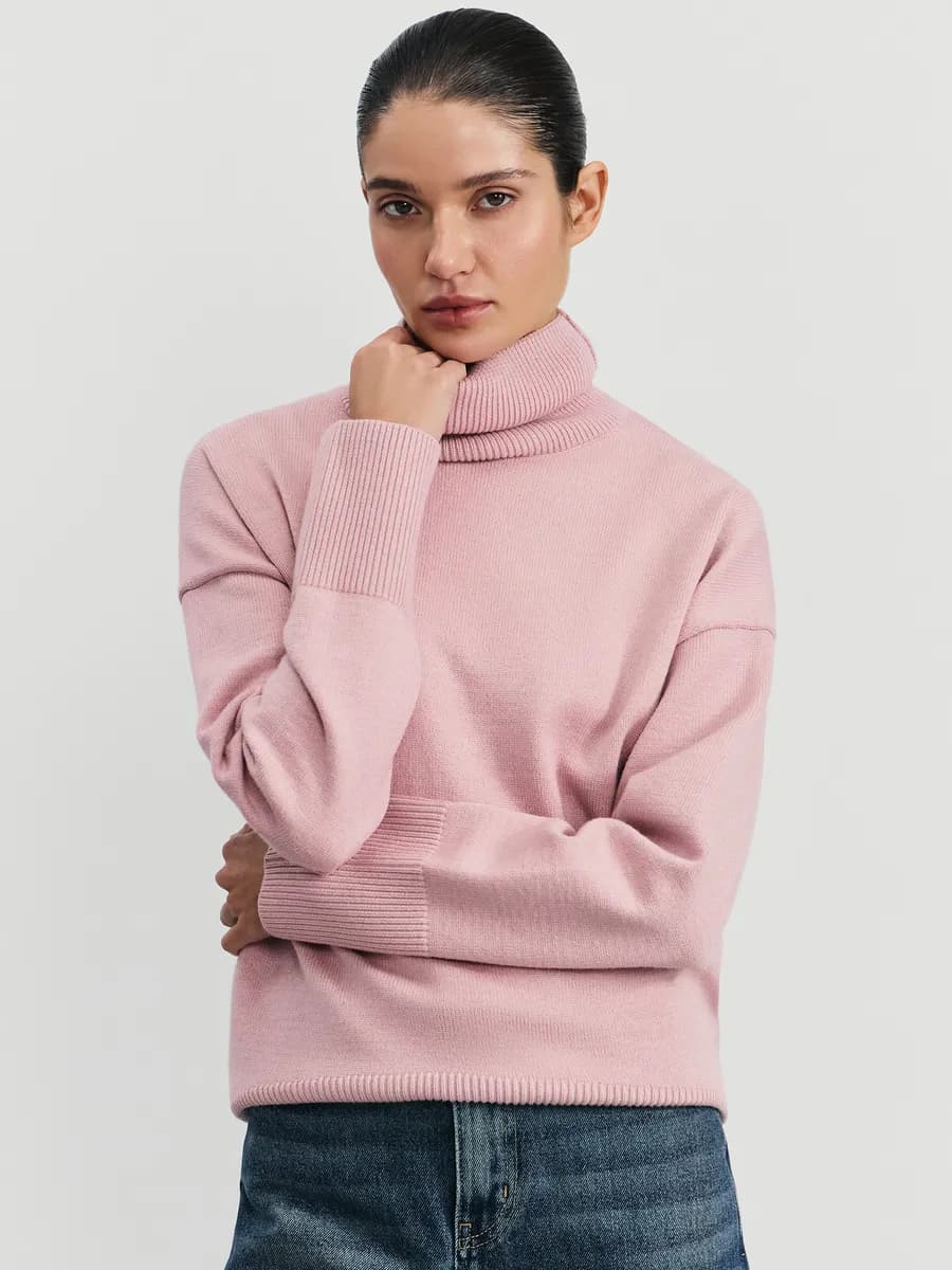 Джемпер оверсайз удлиненный базовый с горлом