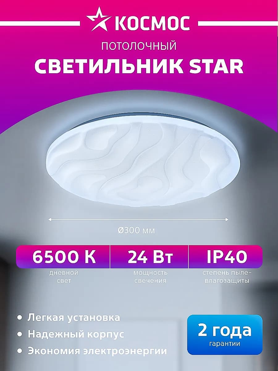 Светодиодный светильник на потолок 24Вт 230В 6500K