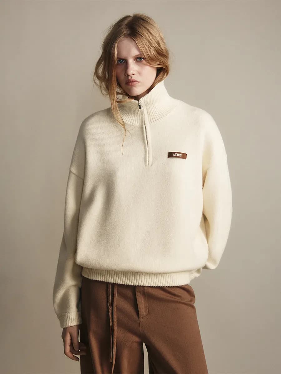 Джемпер на молнии вязаный с горлом