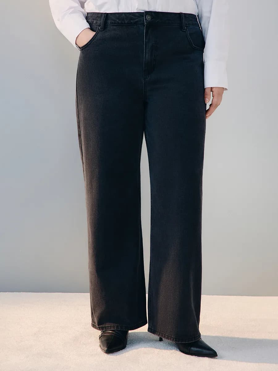 PLUS SIZE Джинсы прямые классические со средней посадкой - фото 1