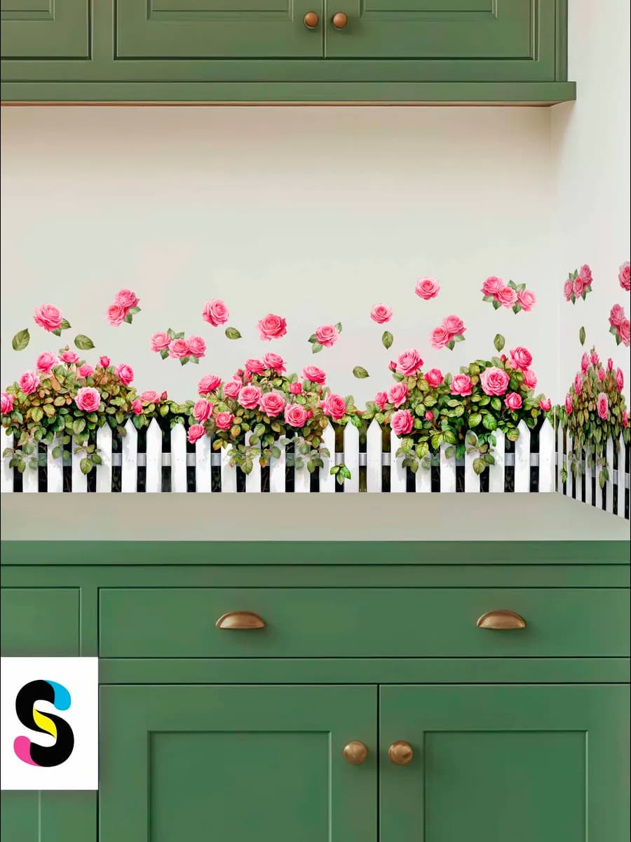 Наклейки интерьерные бордюр для декора цветы