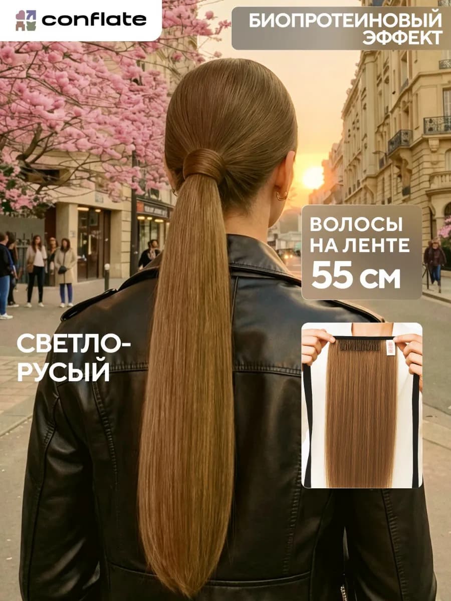 Шиньон накладной хвост для волос на ленте