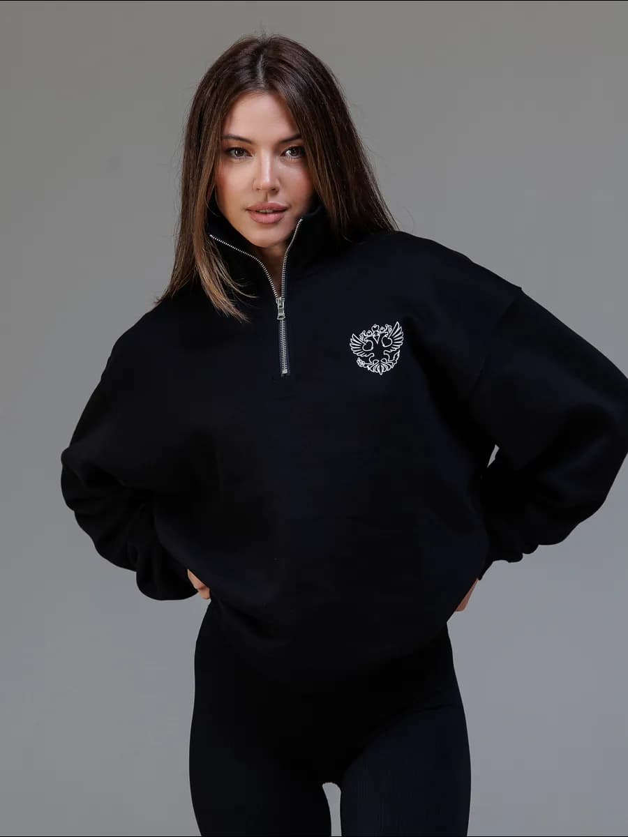 Оверсайз худи на флисе полузамок