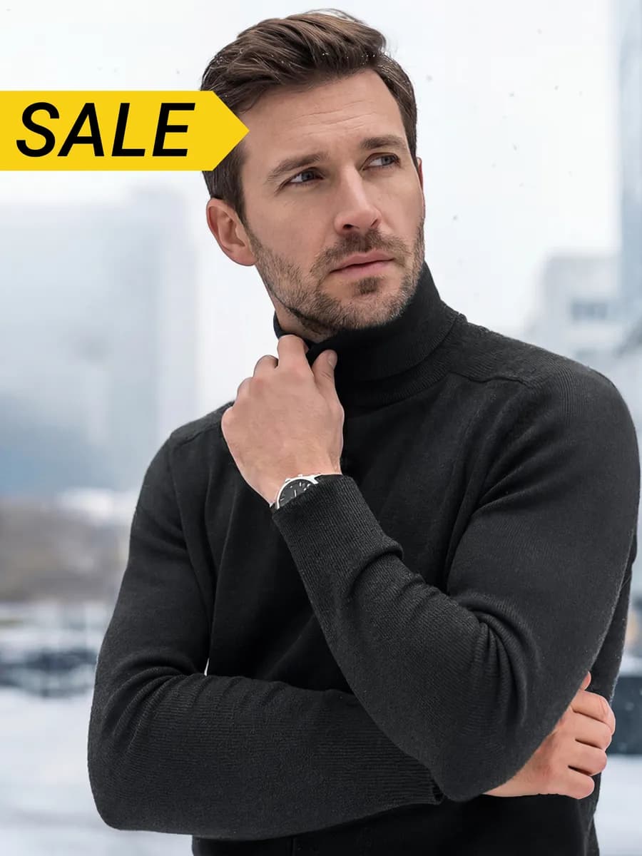 Водолазка шерстяная вязаная с горлом утепленная