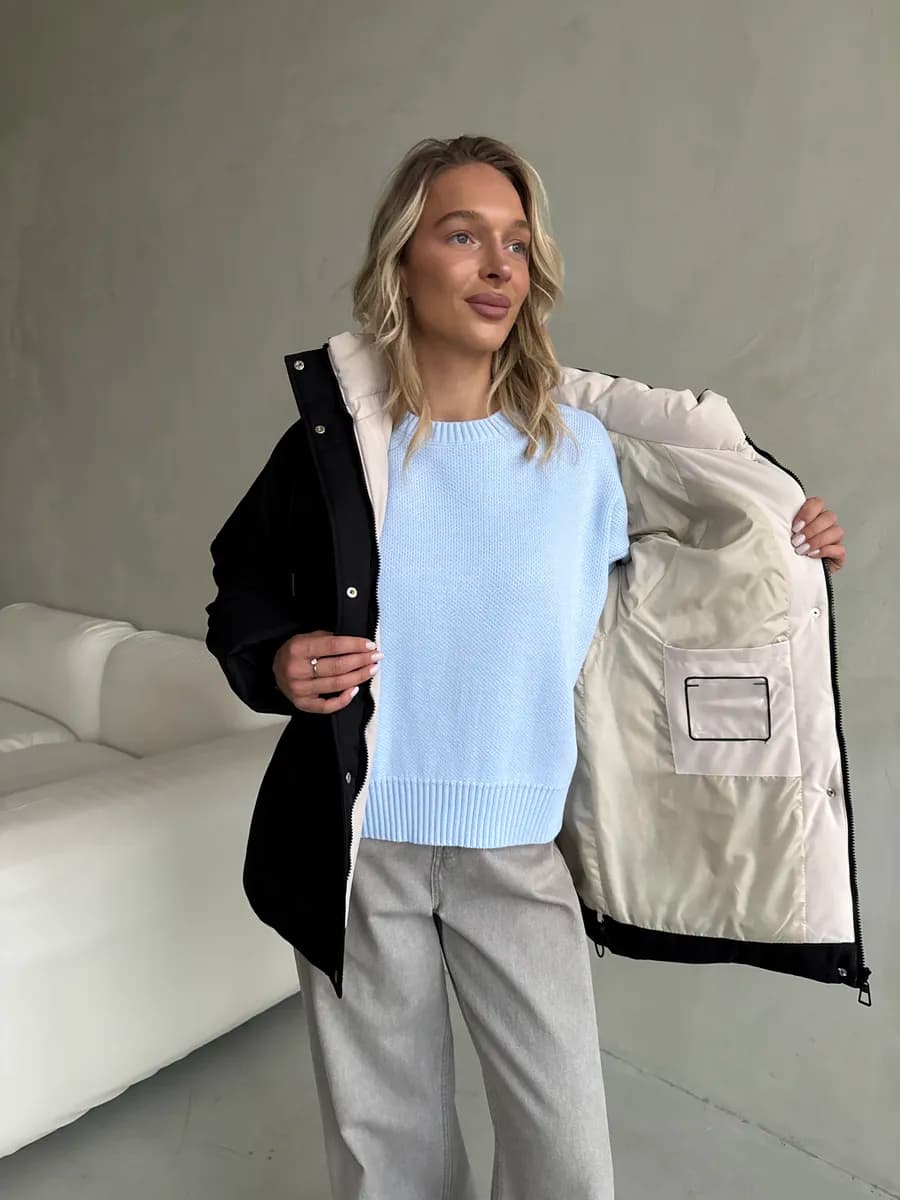 Зимняя куртка длинная с капюшоном