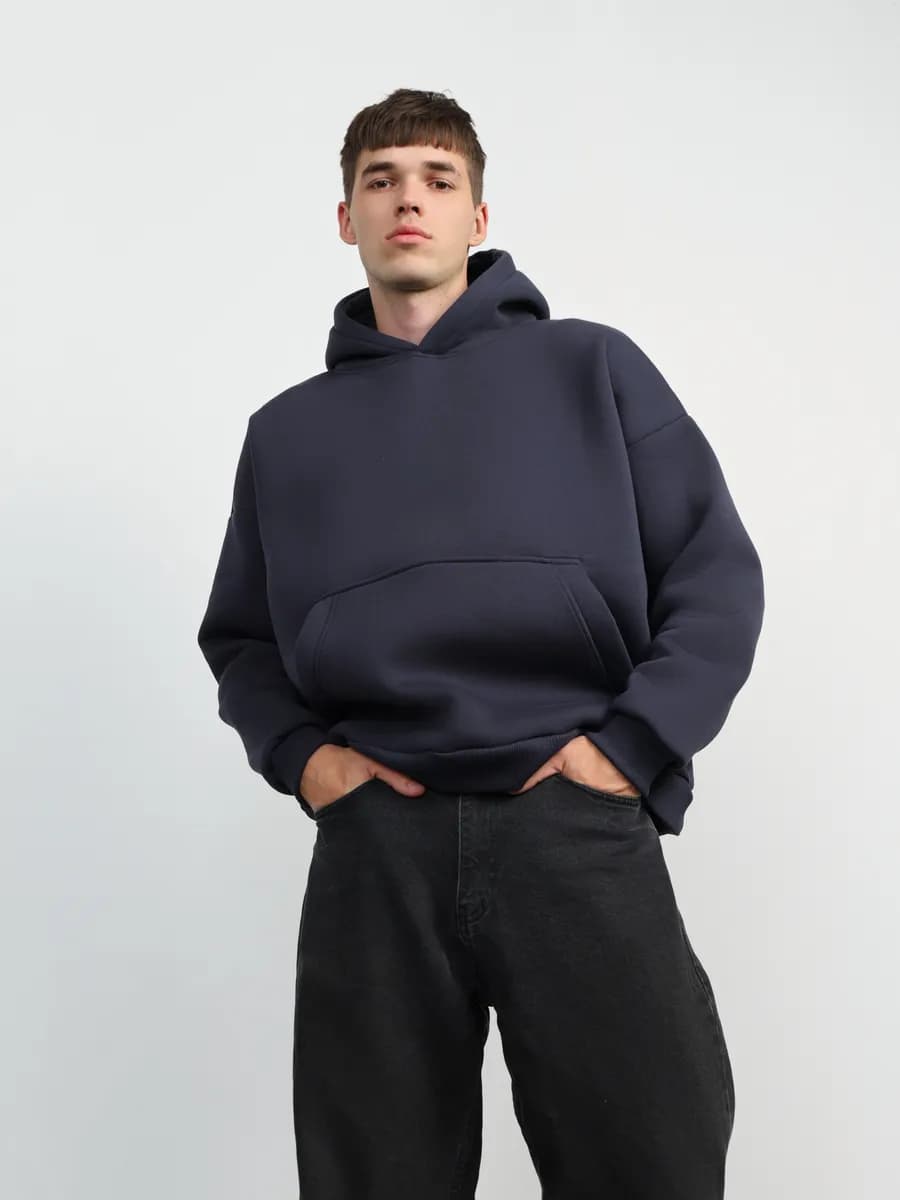 Худи оверсайз с капюшоном теплое с начесом - фото 1