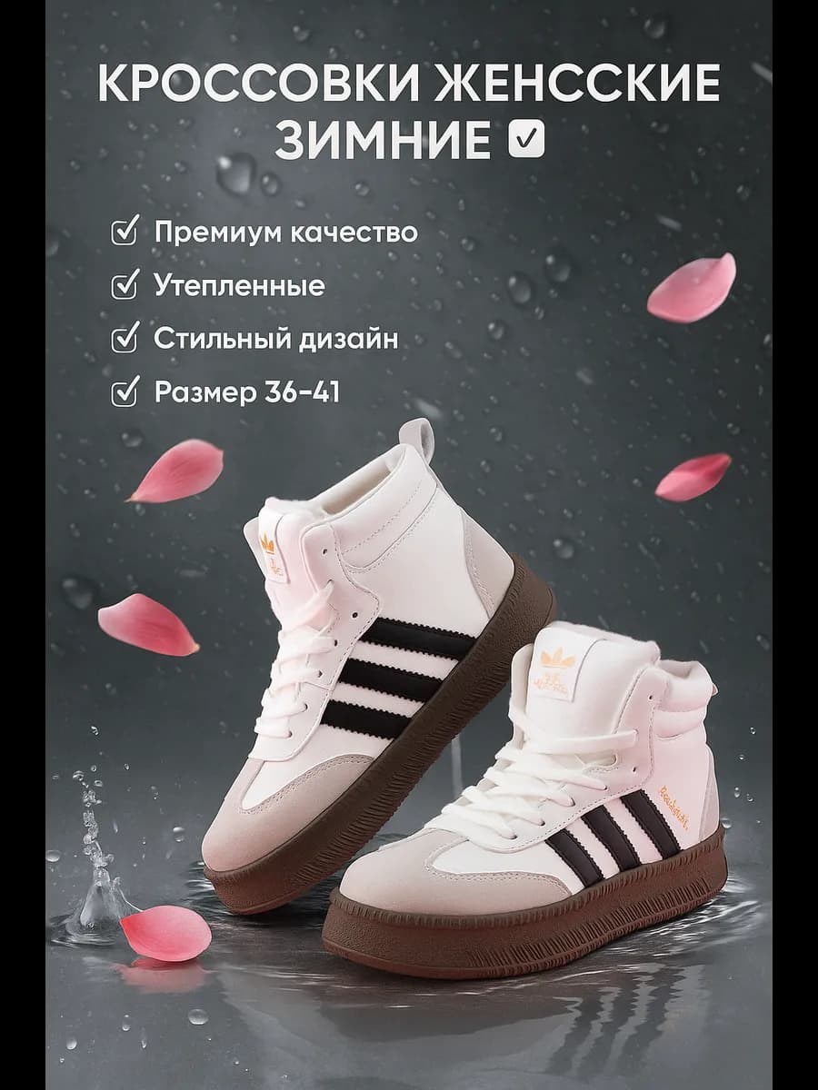 Кроссовки зимние стильные высокие с мехом - фото 1