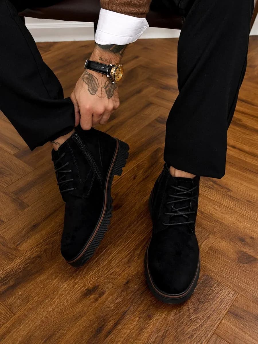 Ботинки зимние замшевые классические полуботинки