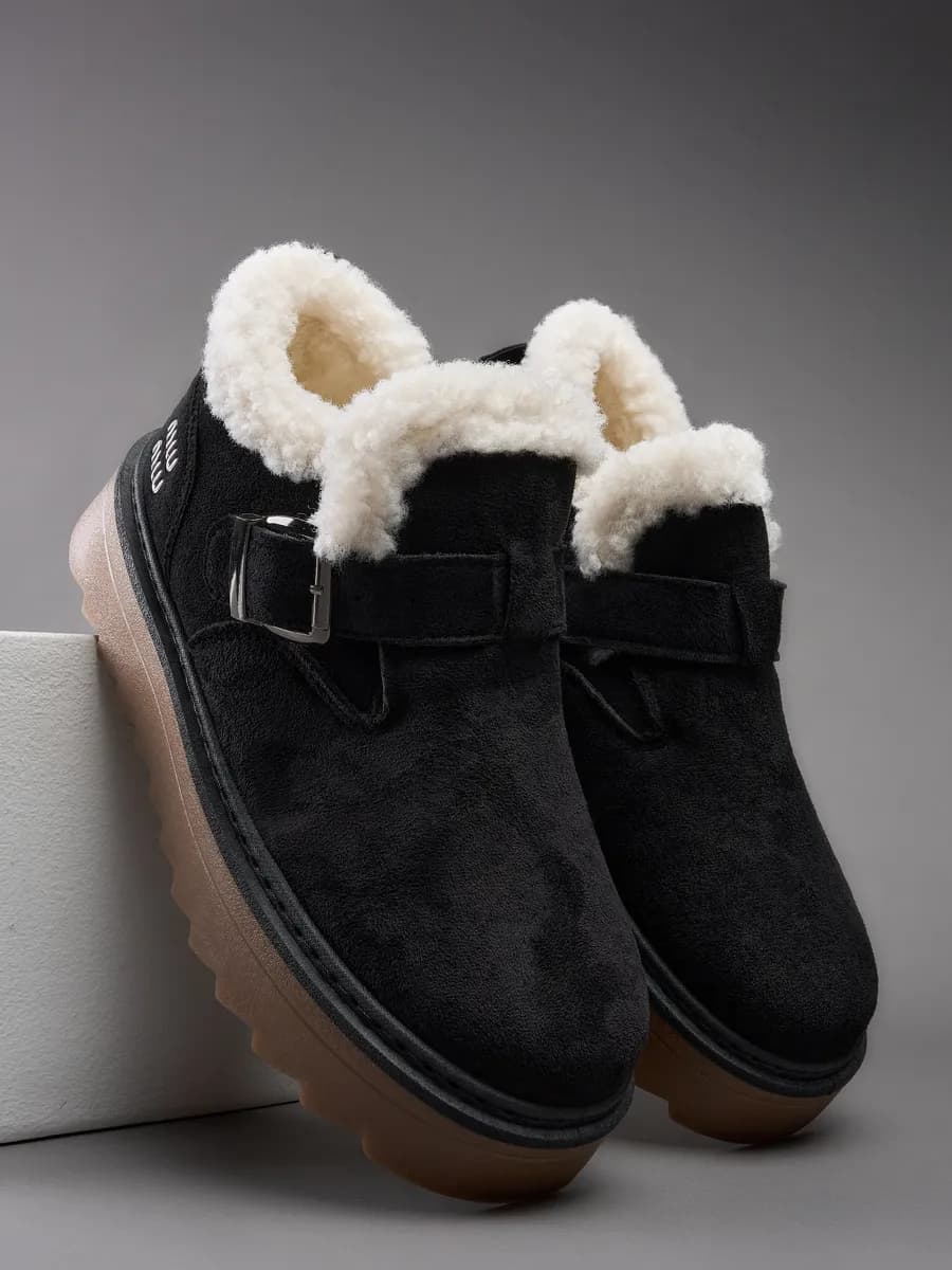 Угги короткие на платформе с мехом