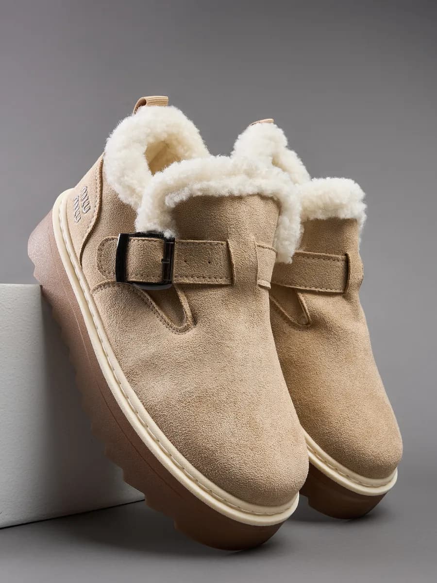 Угги короткие на платформе с мехом