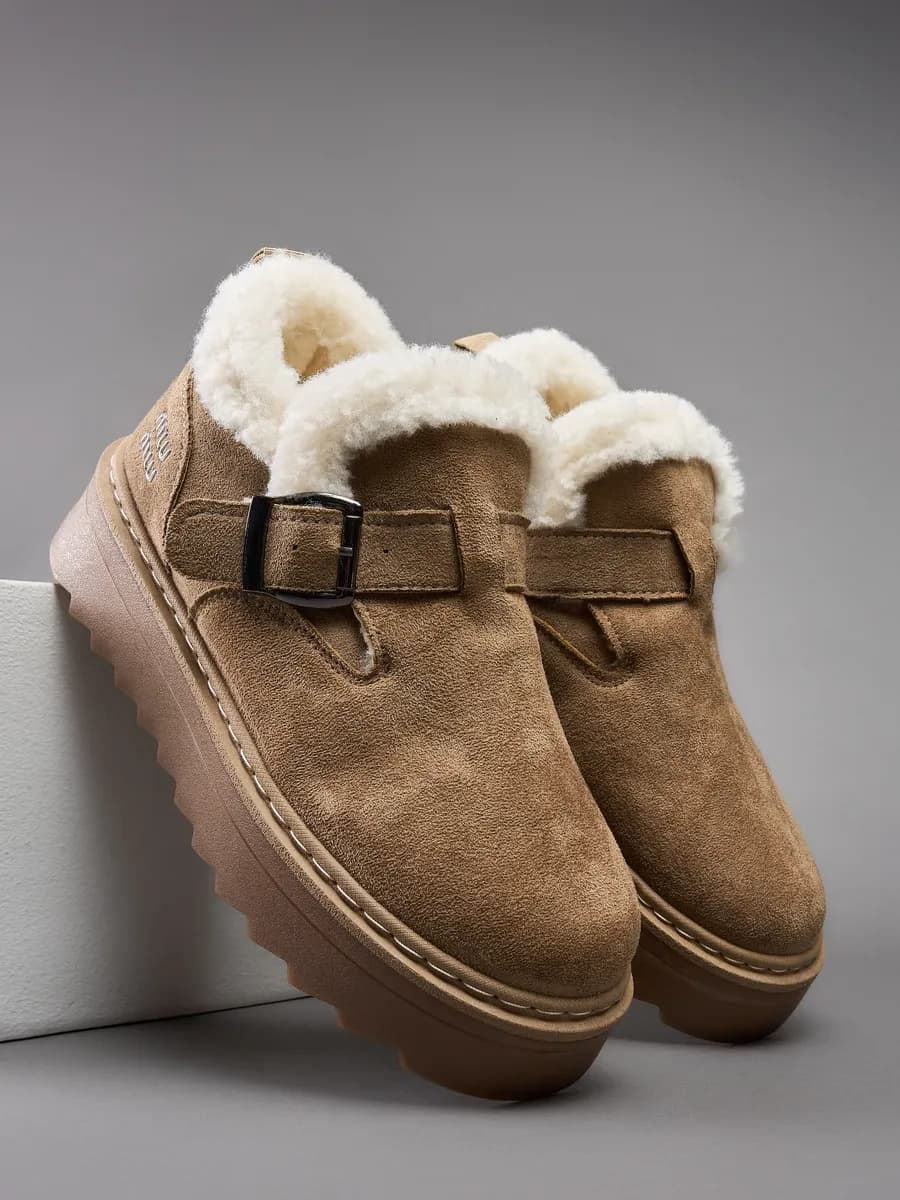 Угги короткие на платформе с мехом