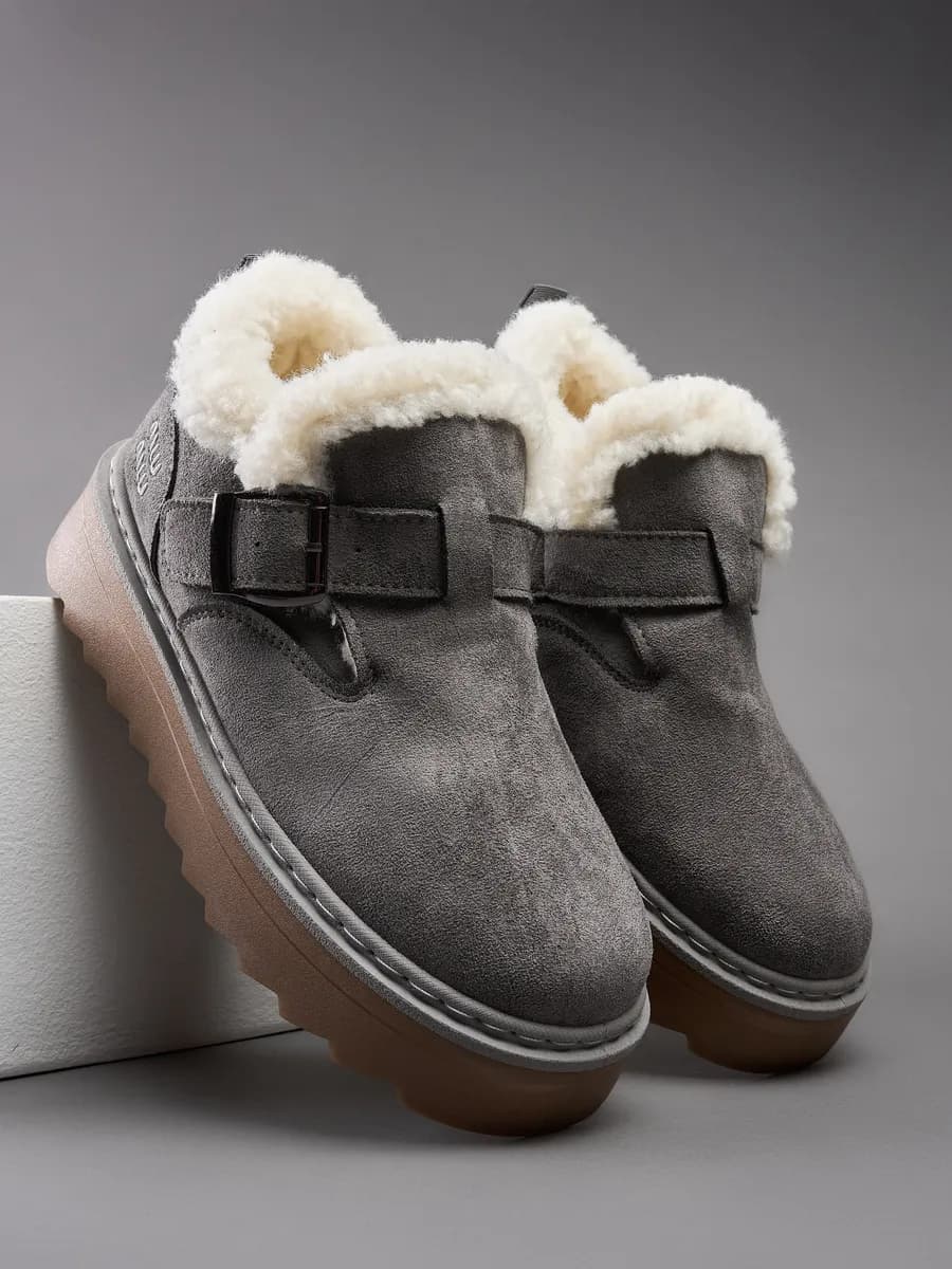 Угги короткие на платформе с мехом - фото 1
