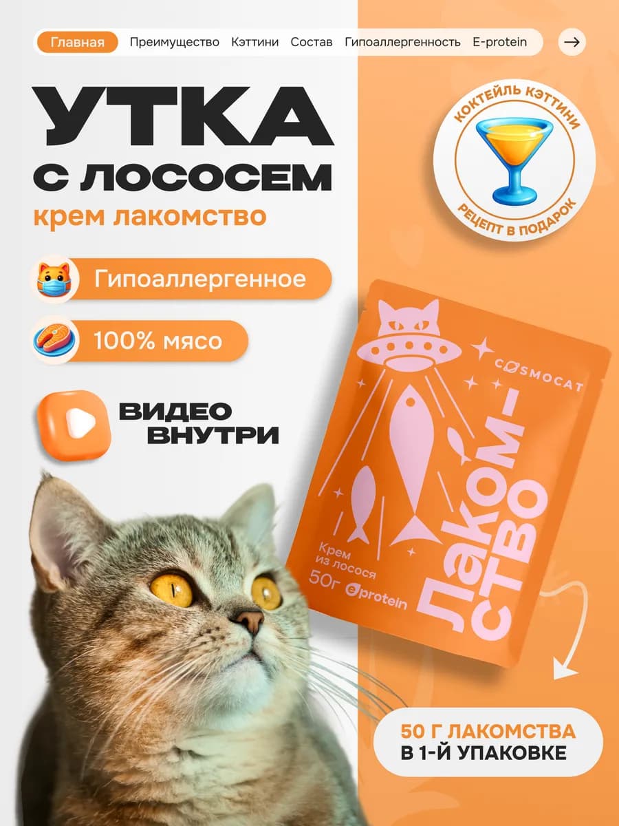 Лакомство для кошек Cosmocat 50 г Крем из лосося