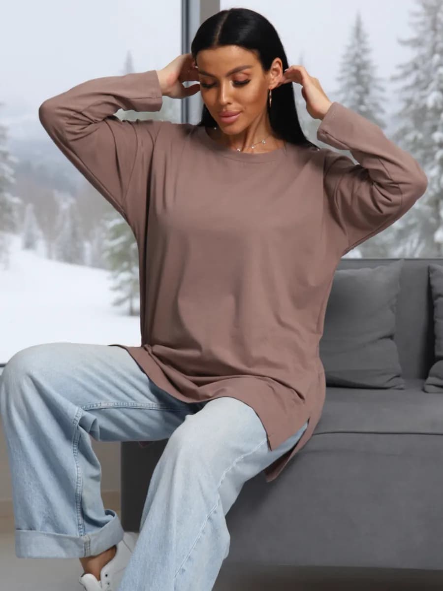 Лонгслив оверсайз свободный с разрезами y2k