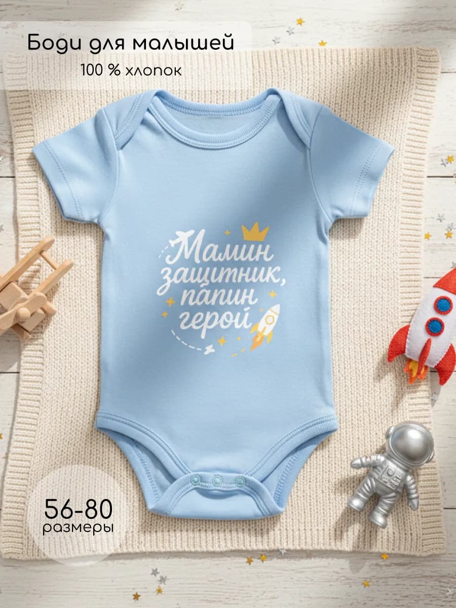 Боди для новорожденных Мамин защитник папин герой