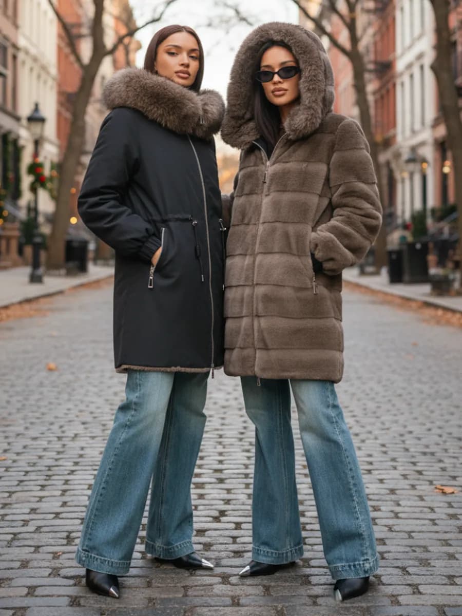 Парка шубка зимняя двусторонняя под норку