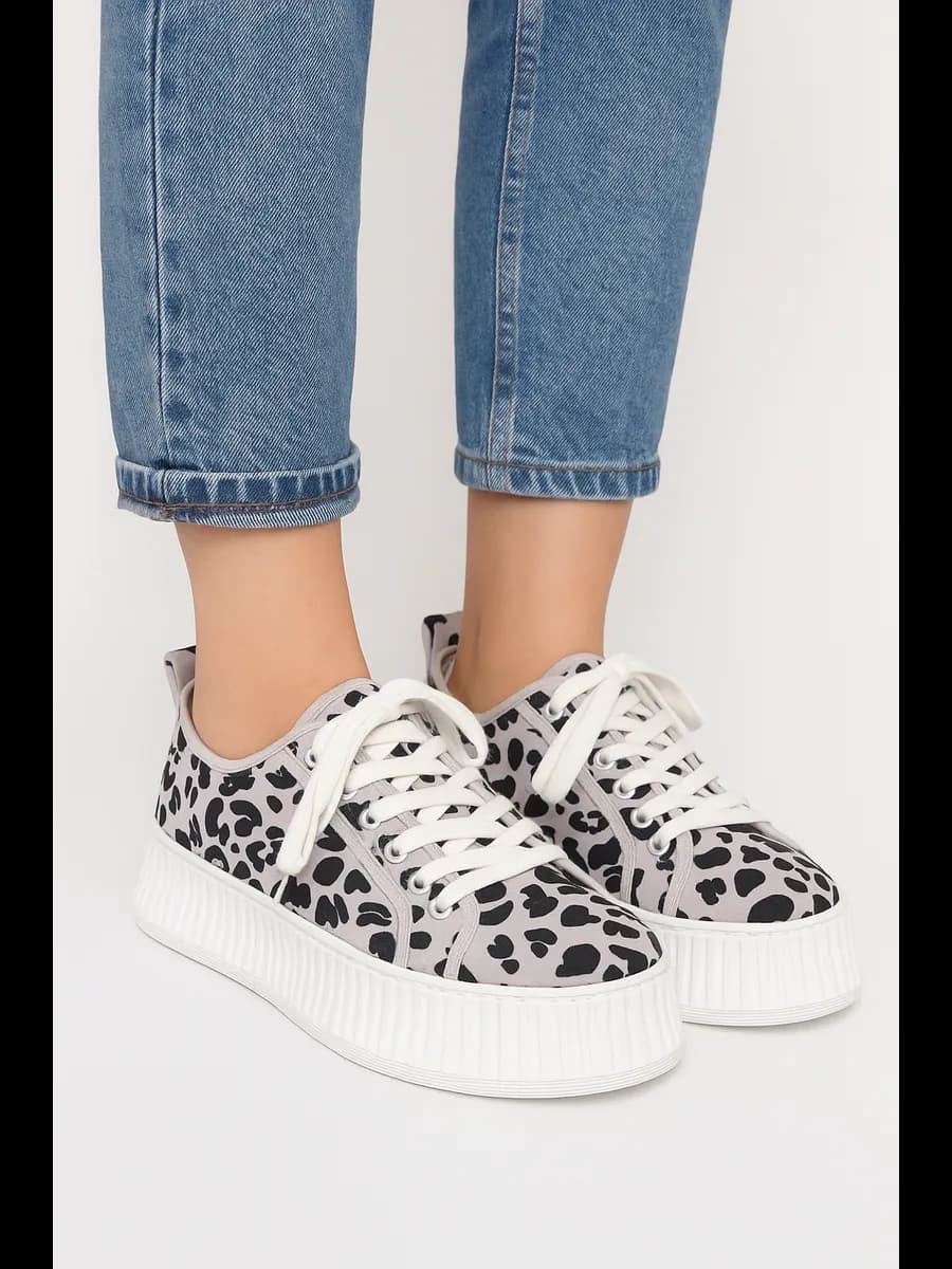 Кеды леопардовые на высокой платформе