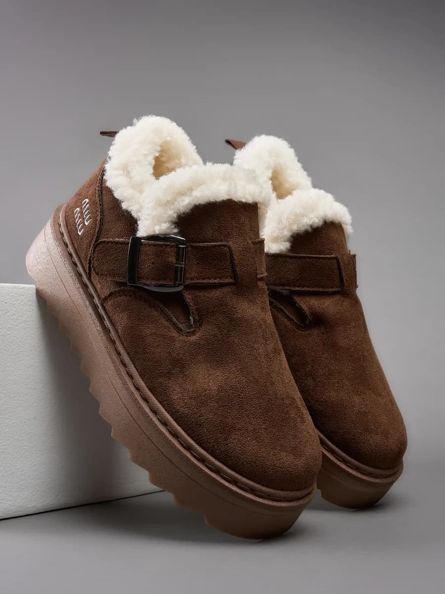 Угги короткие на платформе с мехом