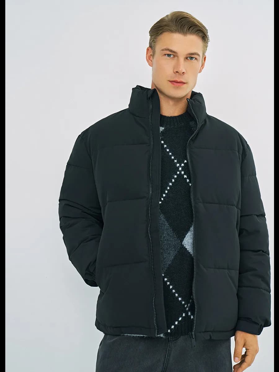 Куртка стеганая пуховик зимний с воротником стойкой