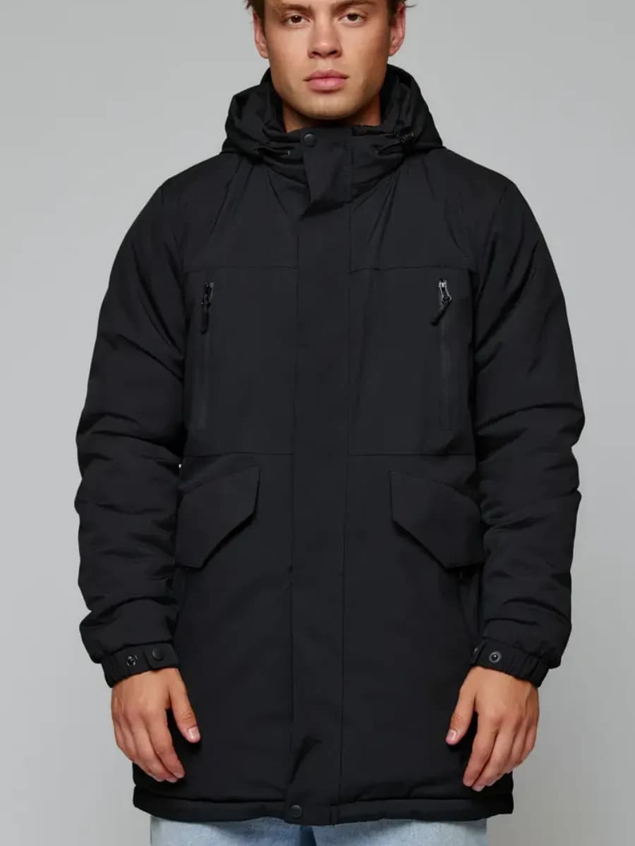 Куртка мужская демисезонная с капюшоном удлиненная парка