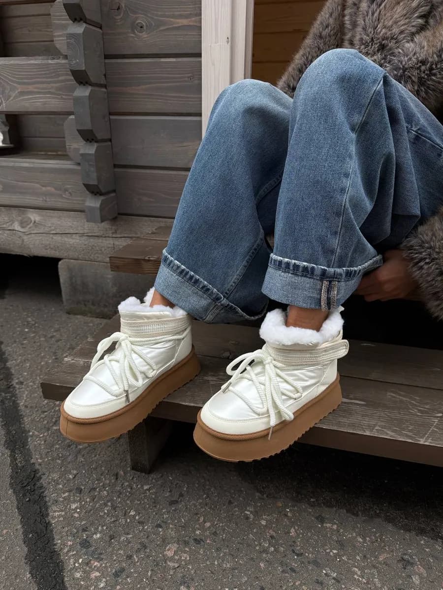 Угги женские зимние укороченные с липучкой