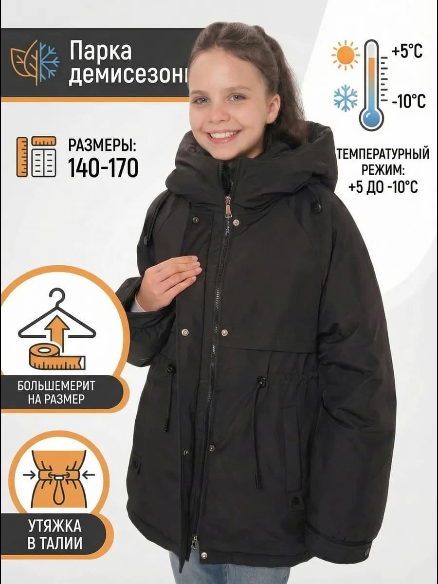 Парка демисезонная удлиннёная утепленная