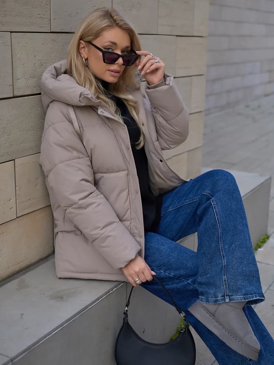 Куртка зимняя женская с капюшоном большие размеры, пуховик