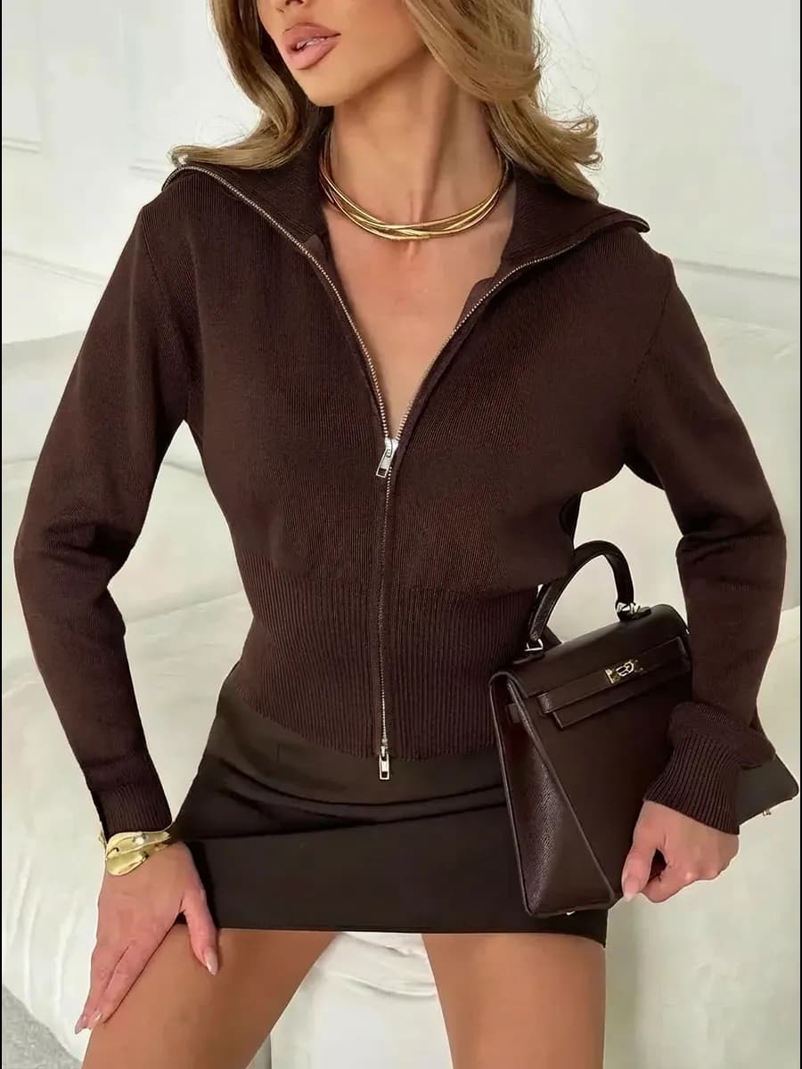 Кофта свитер на молнии с горлом полузамок