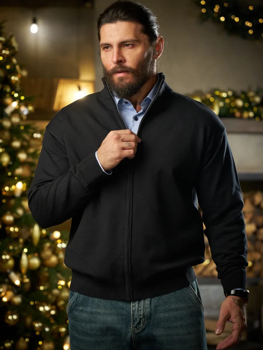 Кардиган на молнии тонкая шерсть