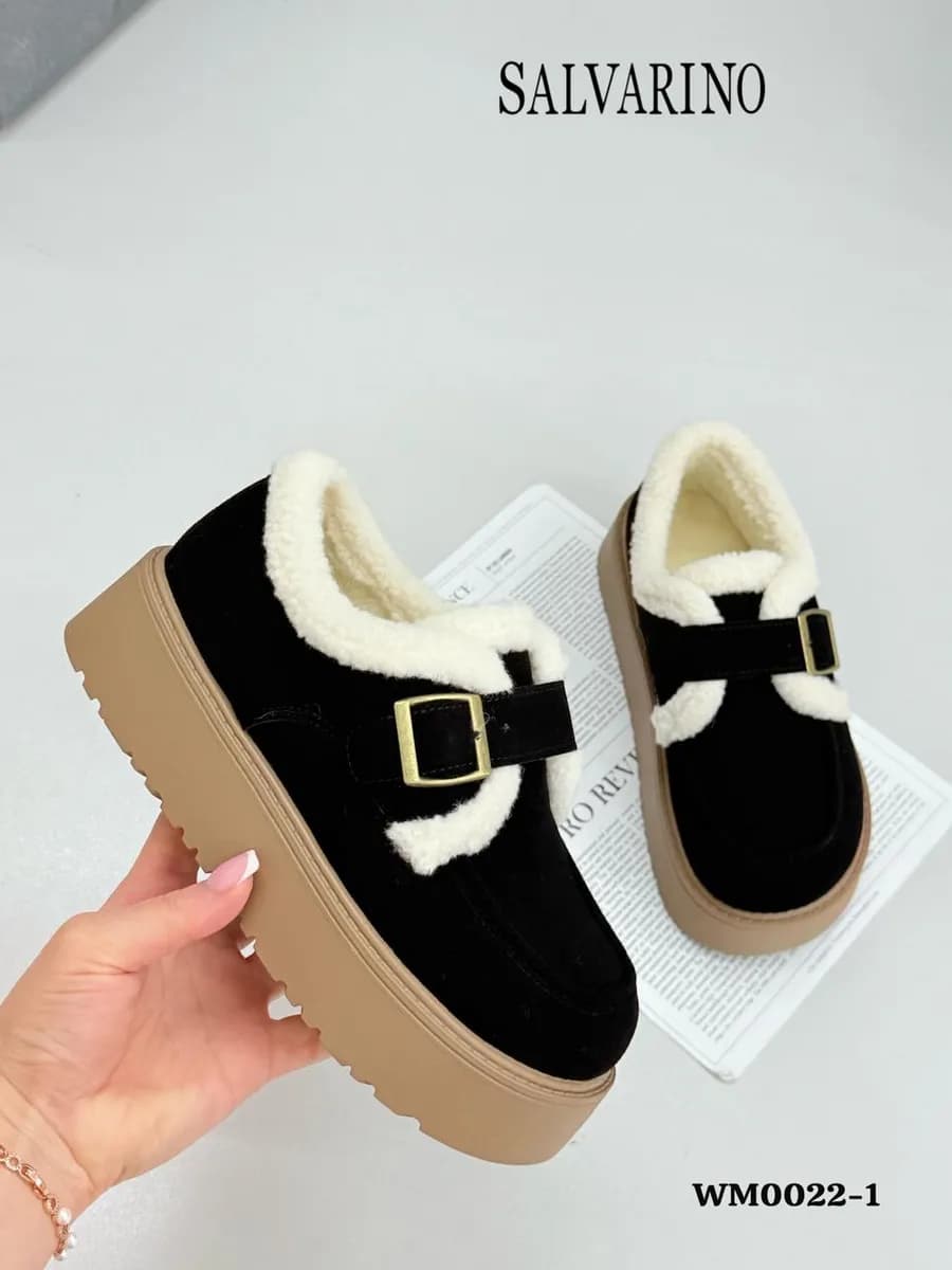 Полуботинки зимние на платформе угги замшевые - фото 1