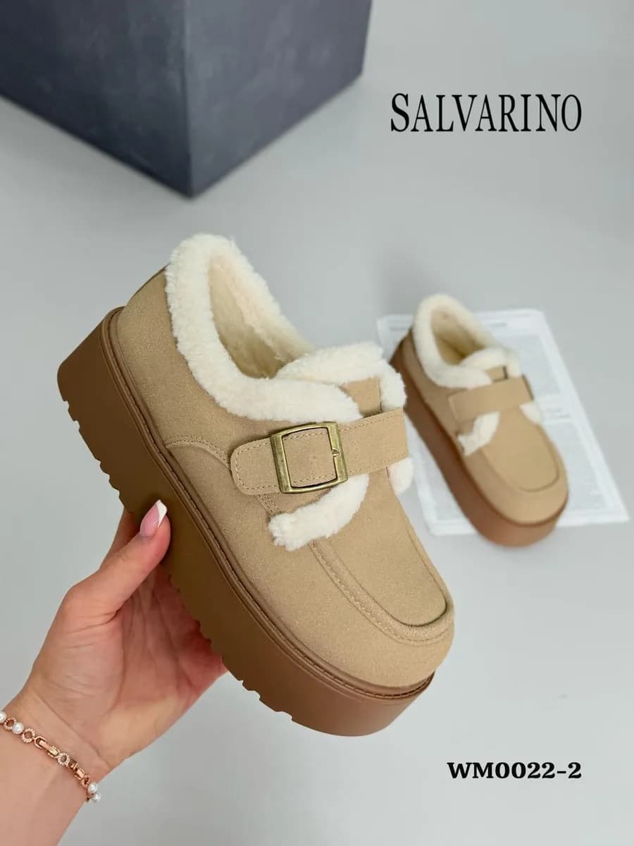 Полуботинки зимние на платформе угги замшевые