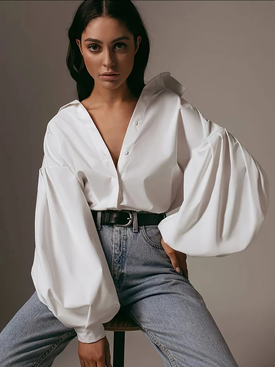 Рубашка нарядная с рукавами фонариками