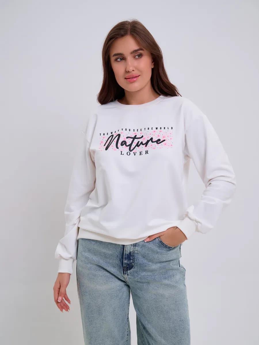 Свитшот осенний без начеса свободный