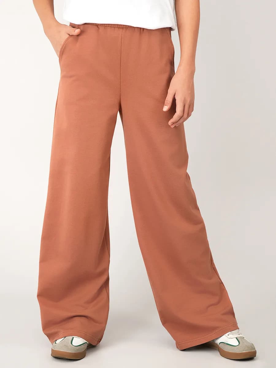 Брюки палаццо детские с высокой посадкой из футера