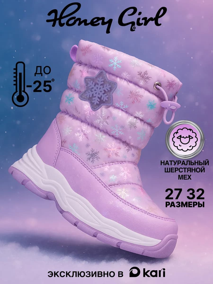 Дутики зимние детские сапоги на рельефной подошве