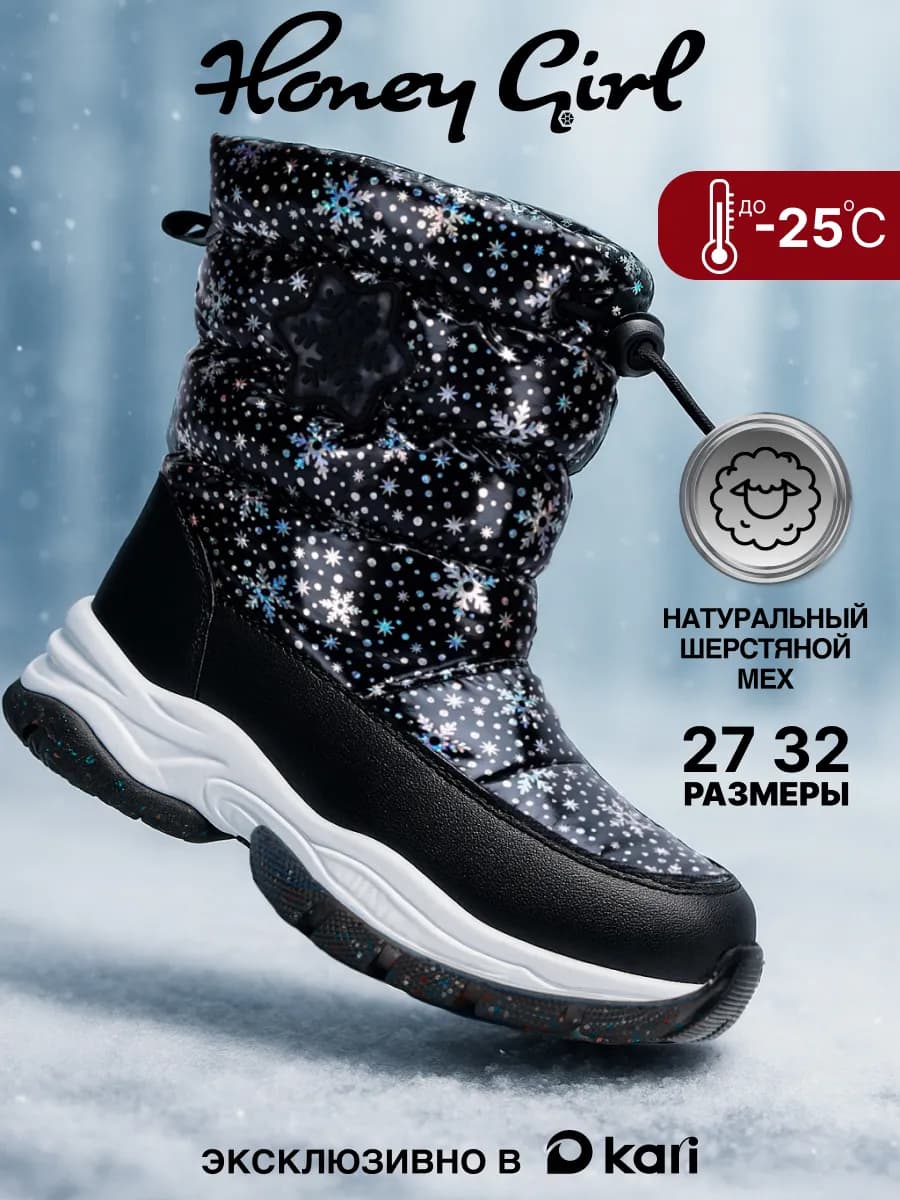 Дутики зимние детские сапоги на рельефной подошве