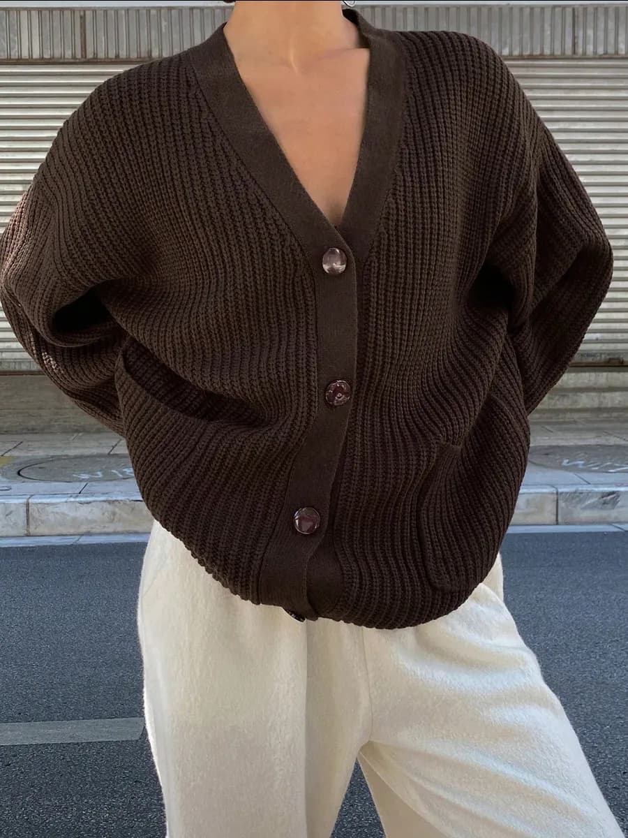 Кардиган оверсайз вязаный на пуговицах