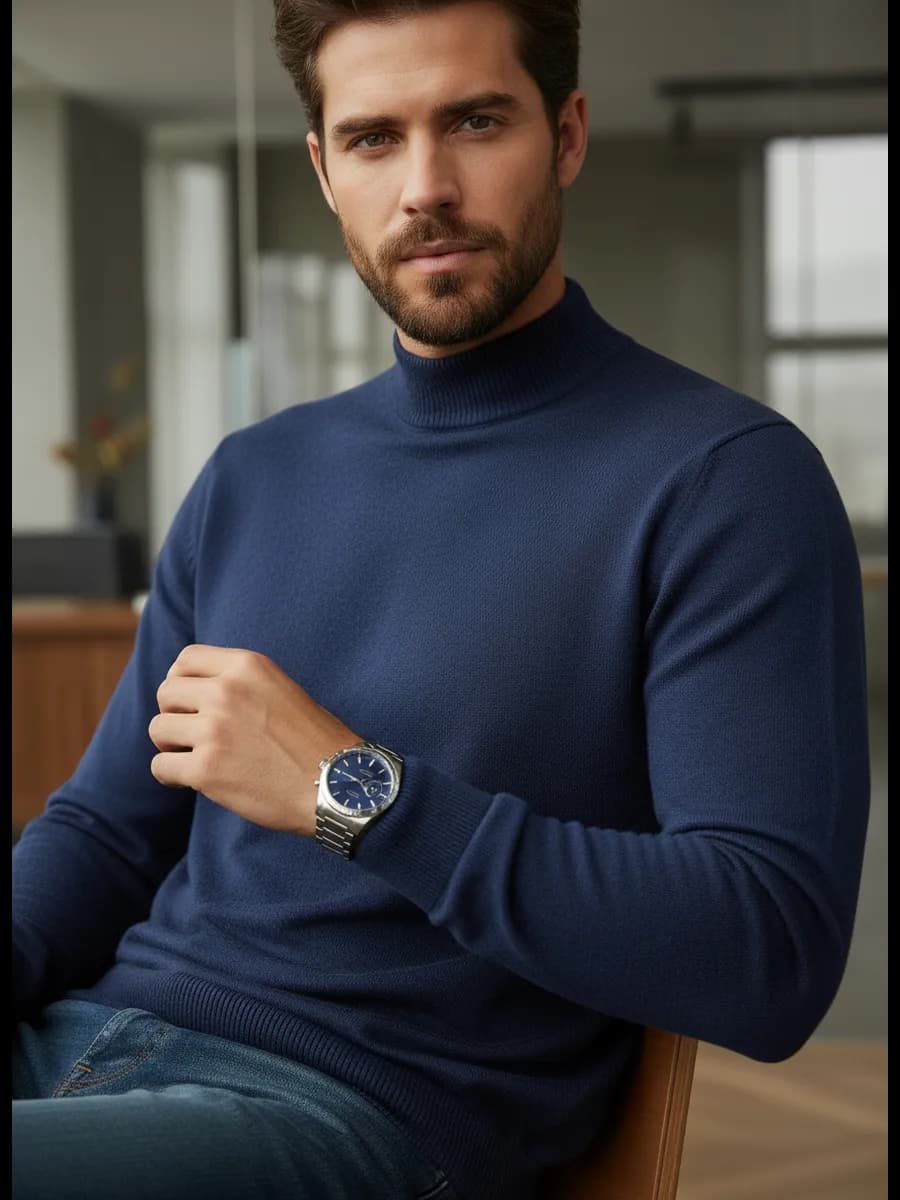 Свитер кашемировый с горлом пуловер тонкий