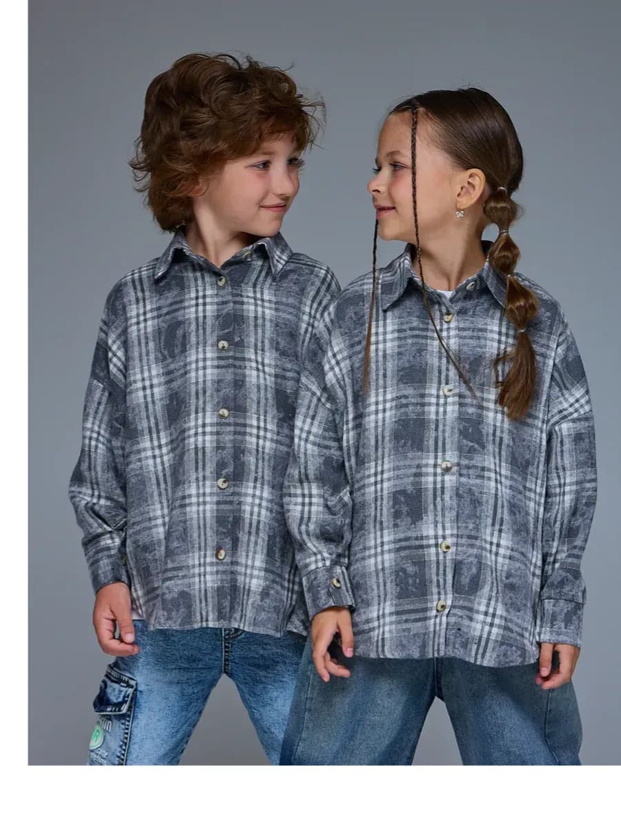 Рубашка в клетку оверсайз вареная подростковая