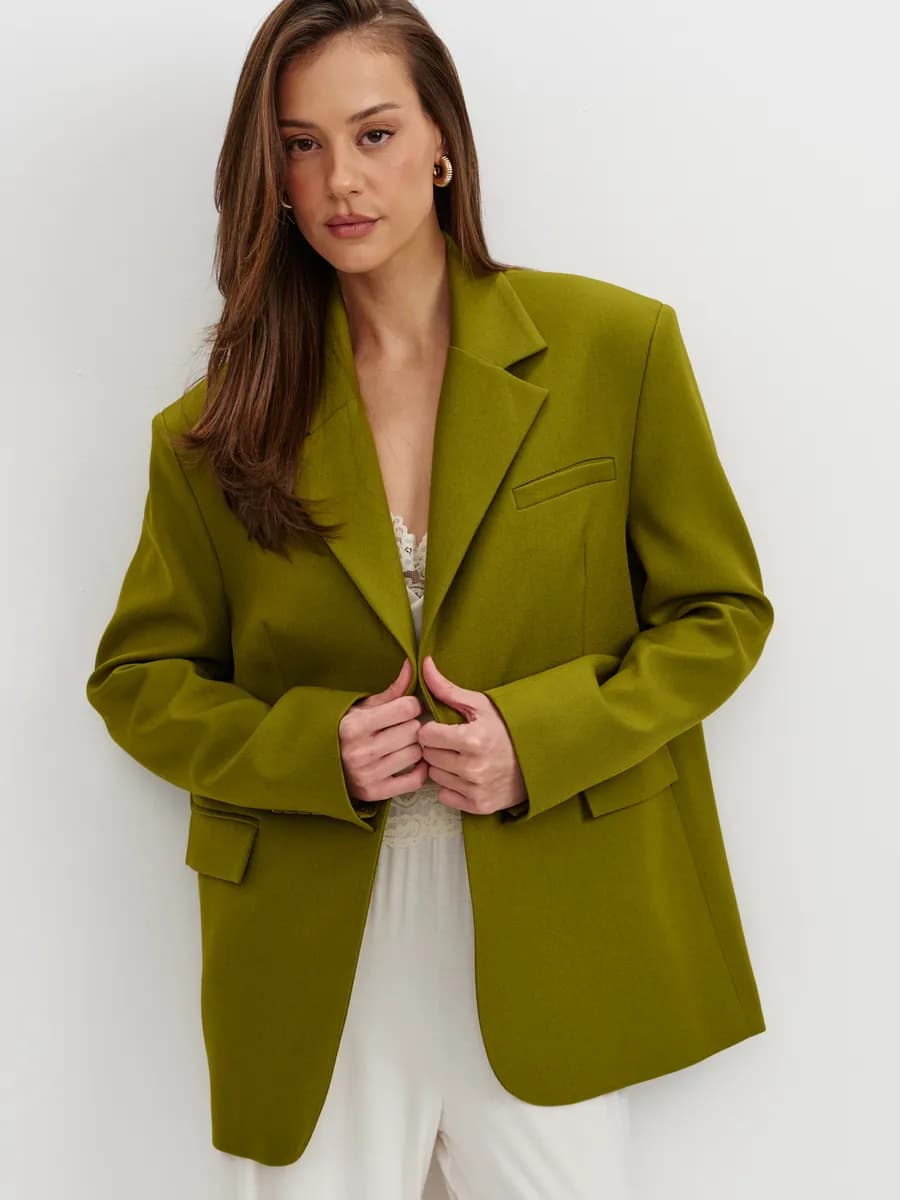 Пиджак оверсайз удлиненный жакет прямой с поясом