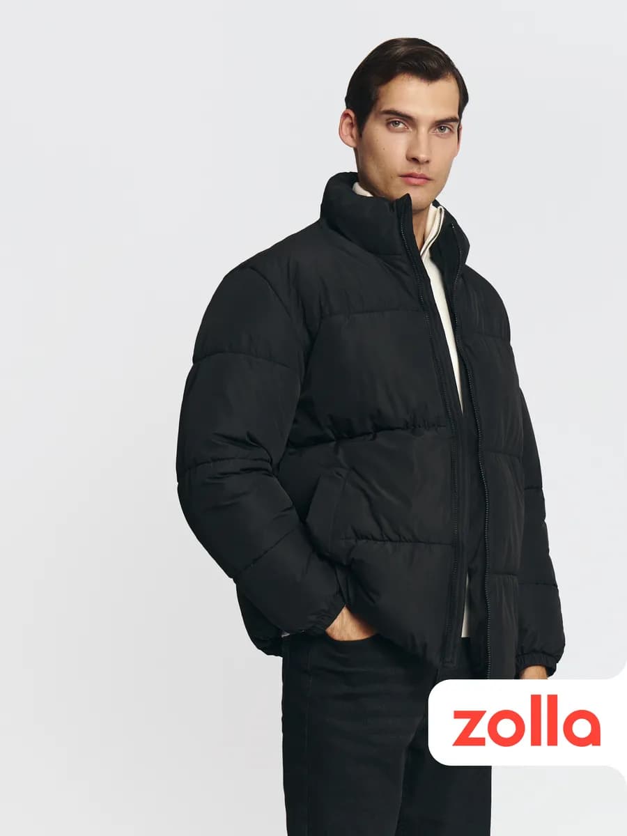 Тёплая мужская куртка с воротником - фото 1