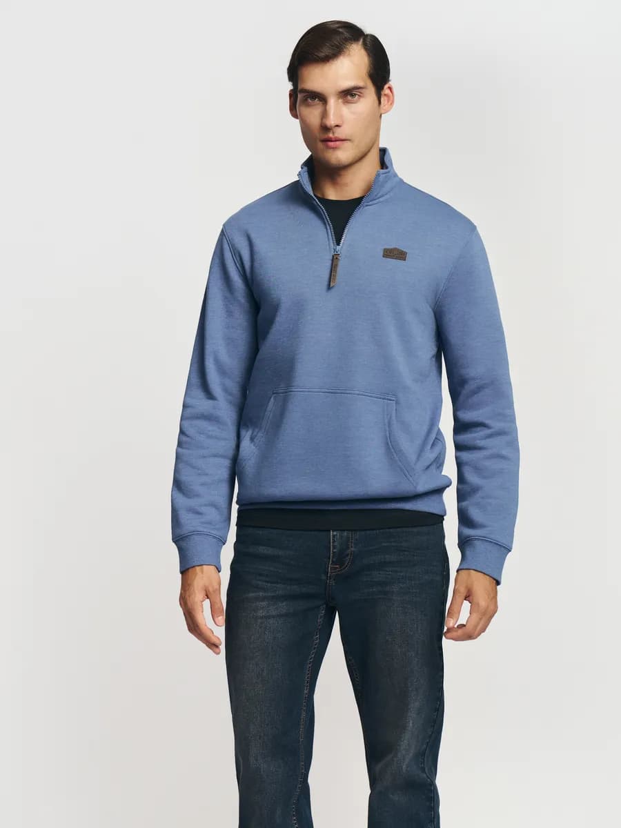 Мужской свитшот прямой на молнии начёс