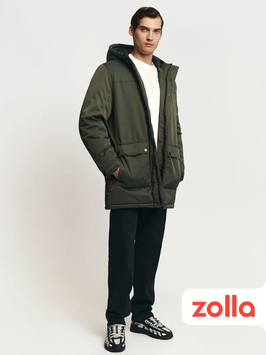 Тёплая мужская куртка-парка с капюшоном