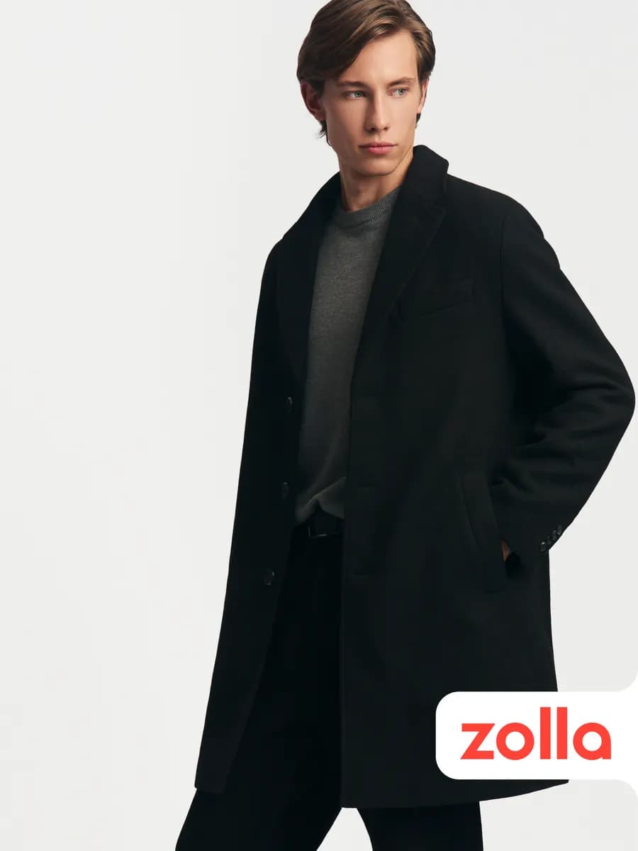 Мужское пальто из шерсти удлинённое