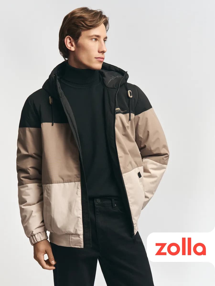 Тёплая мужская куртка-бомбер с капюшоном