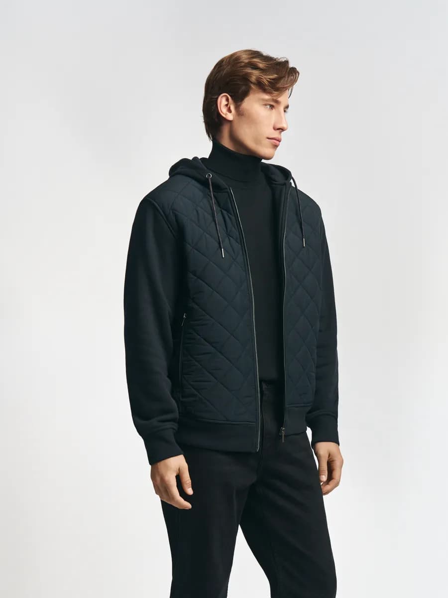 Мужская толстовка на экомеху с капюшоном