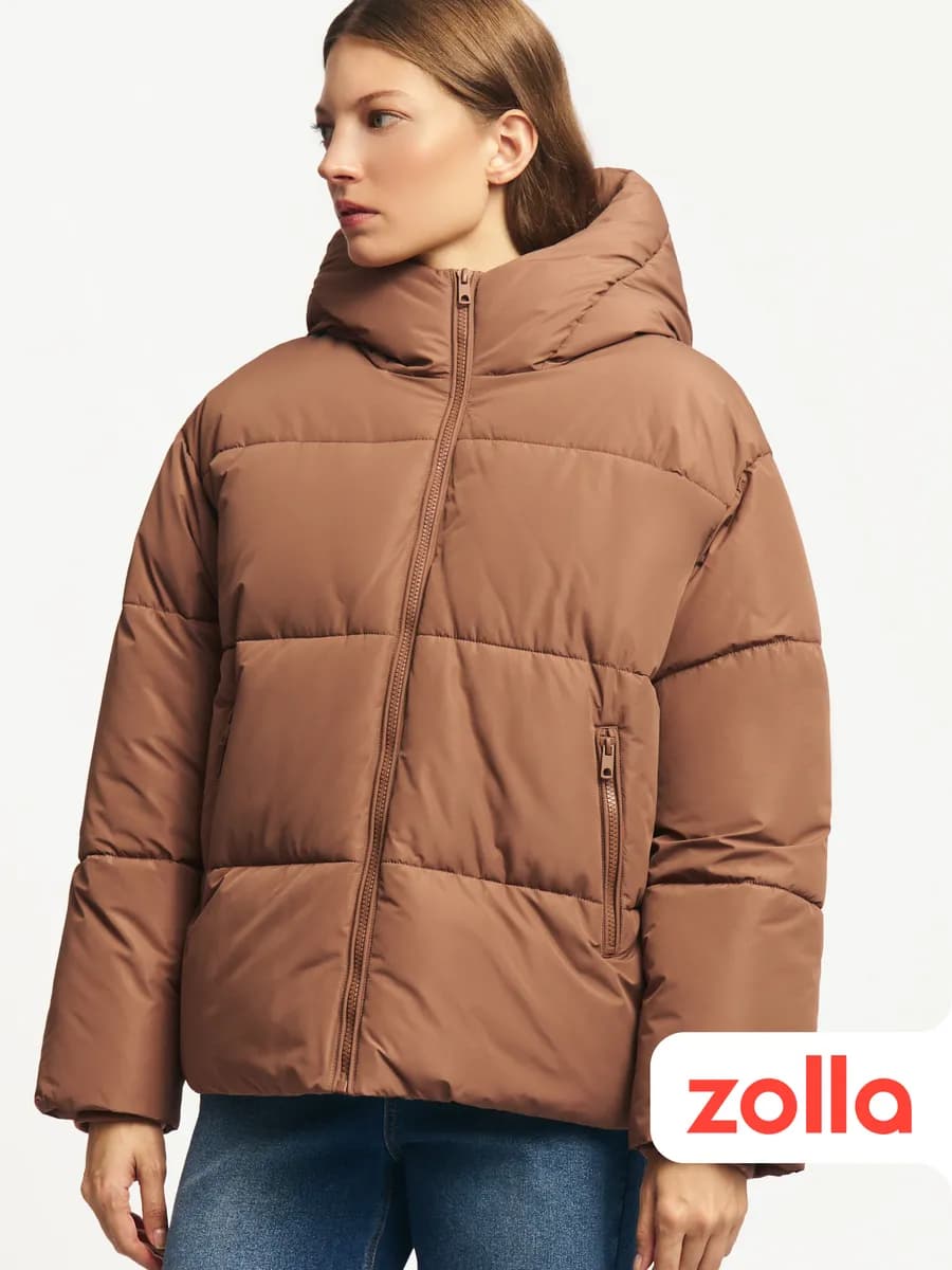 Тёплая стёганая женская куртка оверсайз