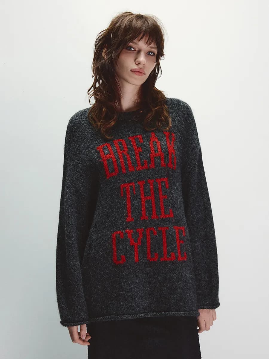 Джемпер вязаный с надписью