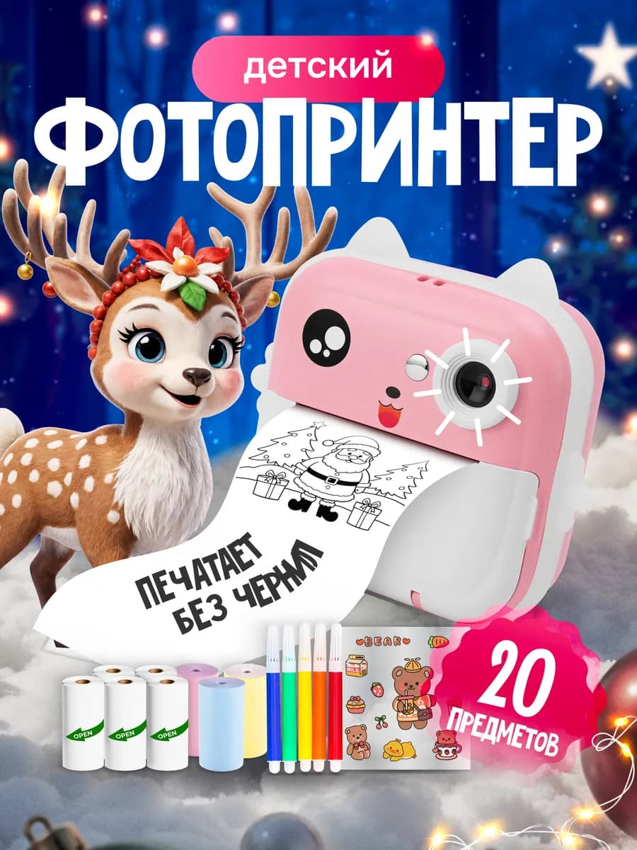 Детский фотоаппарат моментальной печати фотопринтер