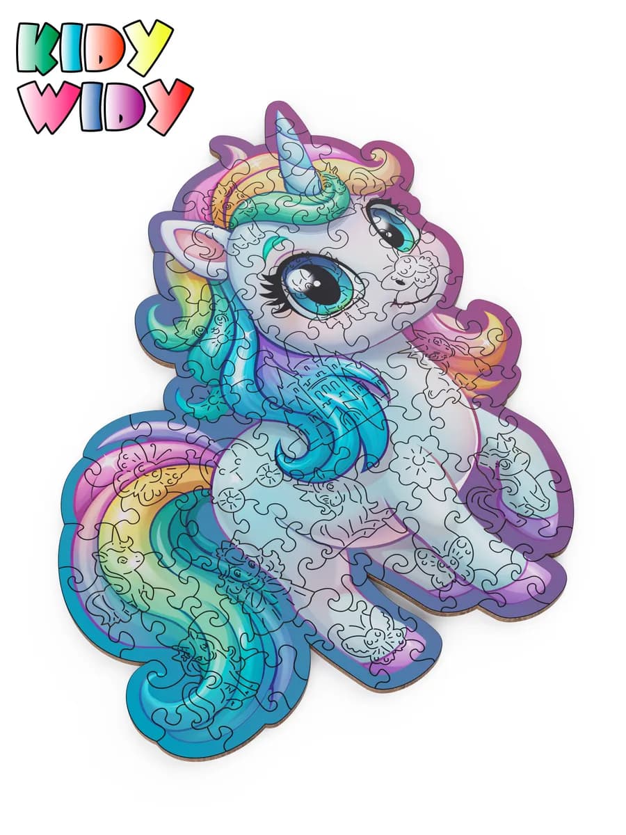 Деревянные пазлы для детей Единорожка